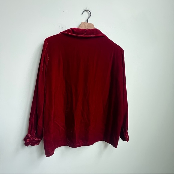 Boston Proper Velvet Shirt Button Down Western Silk Size XS Vintage Y2K Romantic - Picture 7 of 9